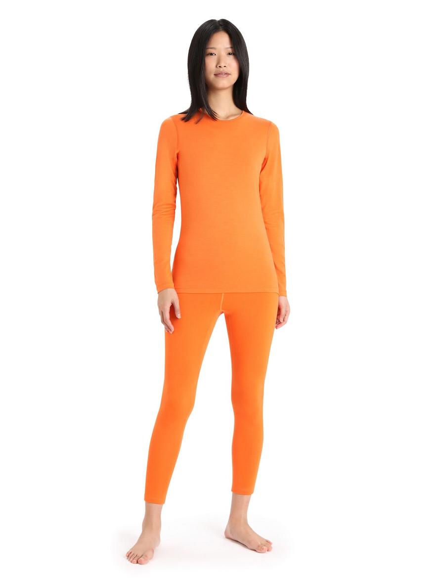 One Piece & Sets Icebreaker Merino 200 Oasis Long Sleeve Crewe Thermal Top Damskie Pomarańczowe | PL 1183EBCX